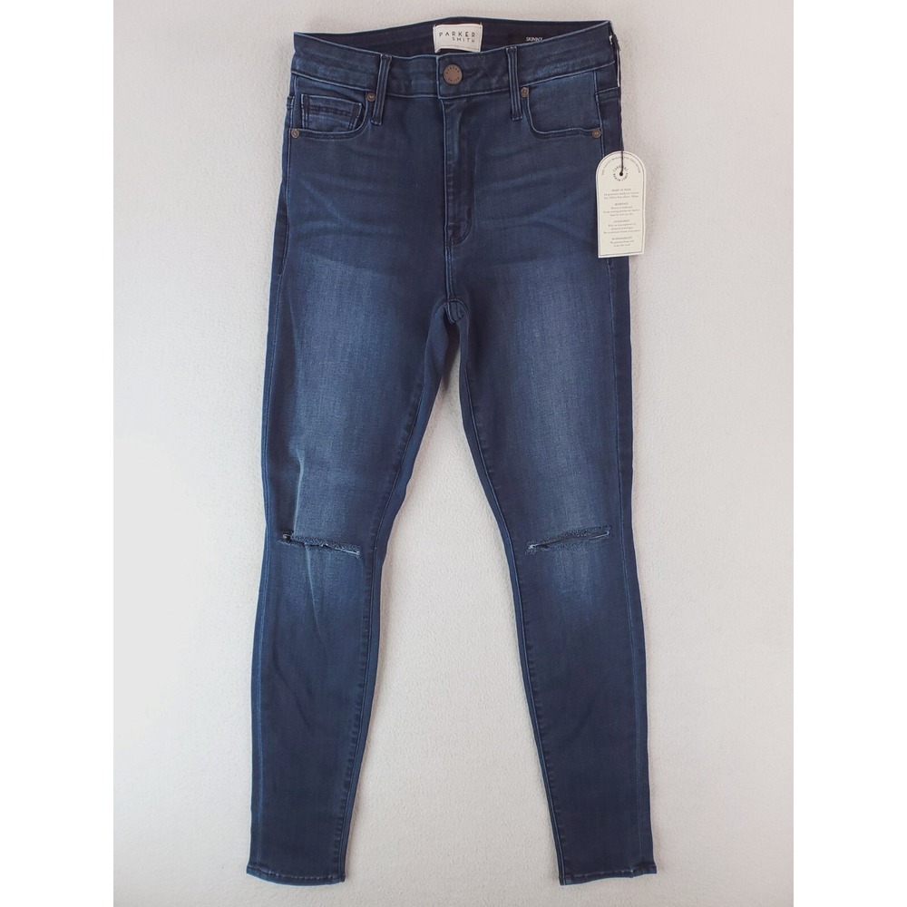 Parker Smith Jeans Womens 28 Skinny Distressed Dark Wash Stretch Denim Pants NWT